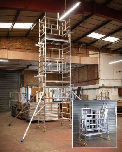 LEWIS Miniscaff Solo scaffold tower in warehouse
