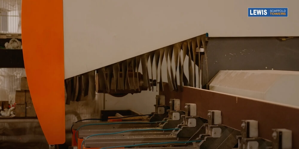 Folding Toe-board - How It’s Made 8 cutting slit in toe-board plank 5