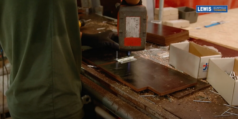 Folding Toe-board - How It’s Made 12 riveting toe-board hinges